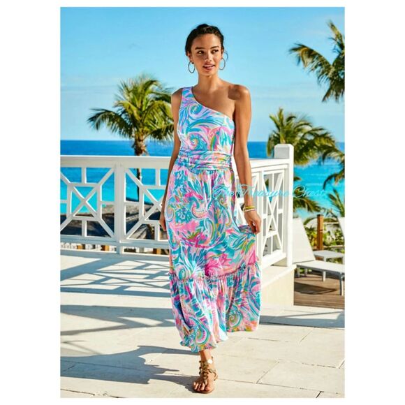 Lilly Pulitzer Mooney Midi Dress Carnivale Coral $198 Size S - Picture 1 of 6